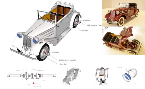 RC Tatra 75 scale model — 3D printable STL files and assembly render for 3D printing