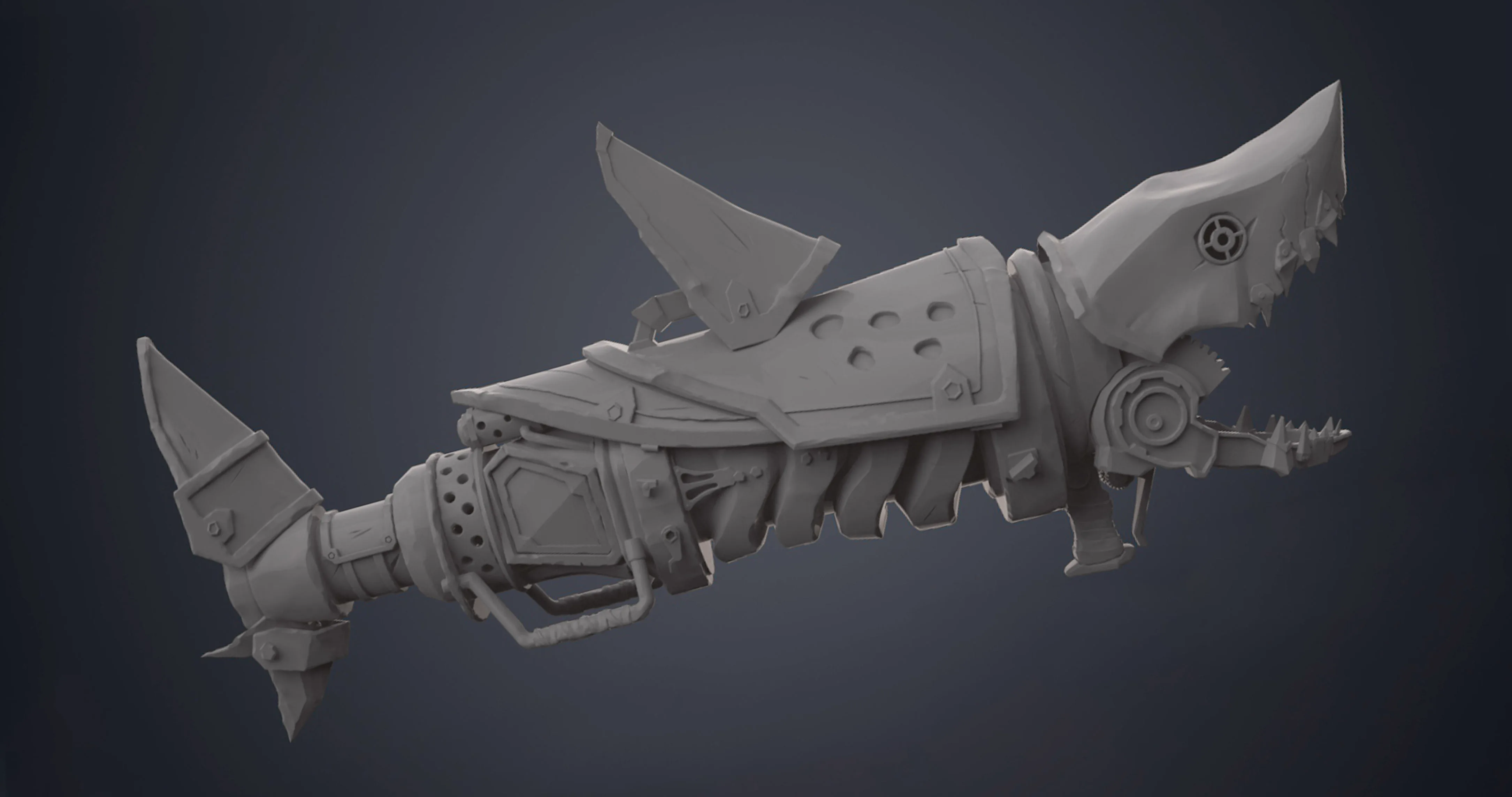 Raw grey 3D model render before printing — digital STL preview