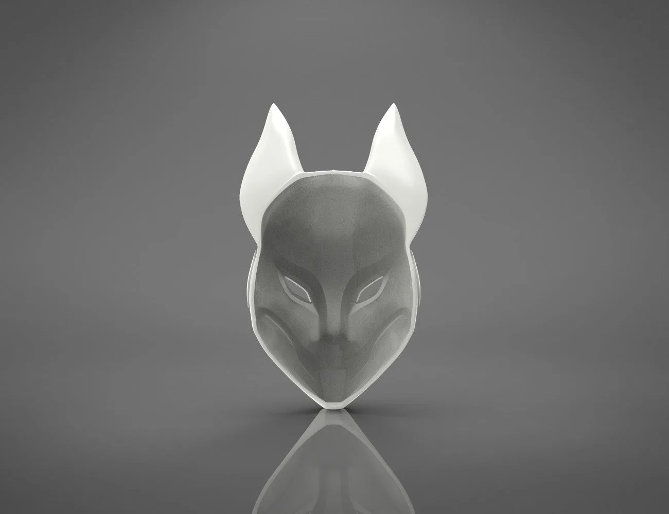 3D print preview of Drift mask - Fortnite, front view 3D printed cosplay prop with fox ears