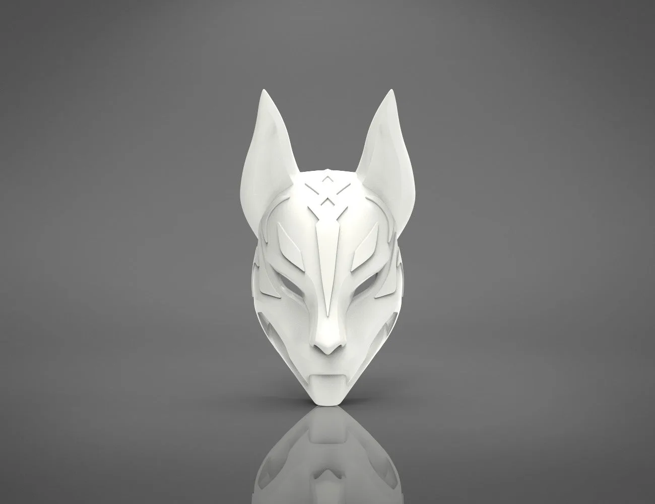 3D visualization of Drift mask - Fortnite STL, front white 3D print cosplay prop