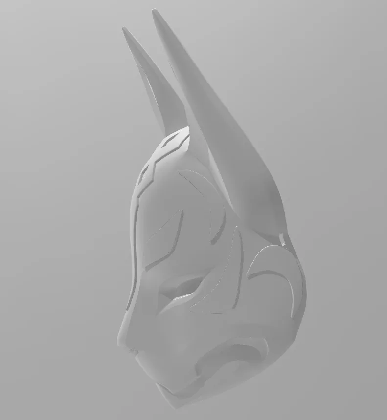 CAD render of Drift mask - Fortnite STL, sleek side-profile cosplay prop with curved visor