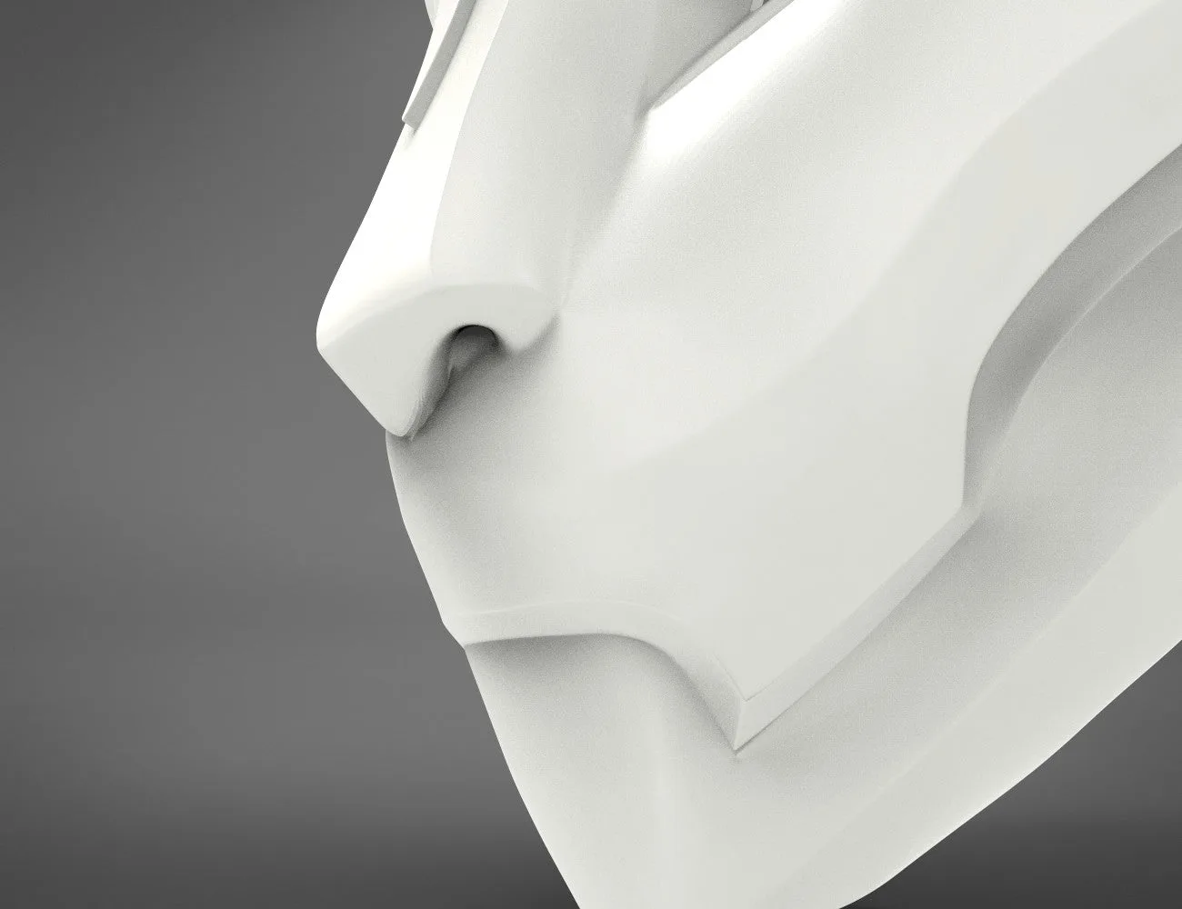 Drift mask - Fortnite STL, white 3D render cosplay prop, side profile view