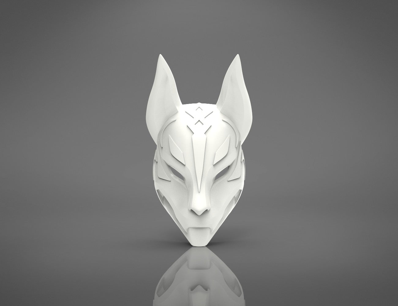 STL preview of Drift mask - Fortnite, front view white 3D print cosplay prop