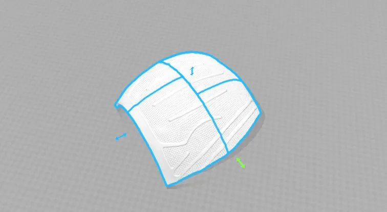Wireframe mesh render of Killmonger Mask STL, side polygon structure, 3D print cosplay prop