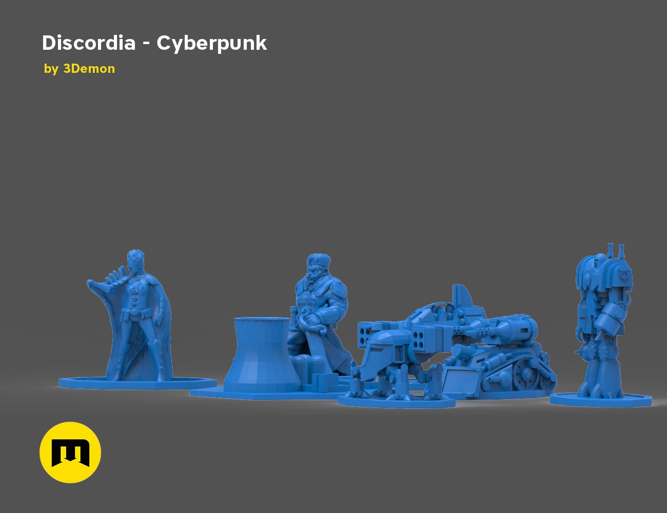 Discordia Cyberpunk board game figures 3D print model