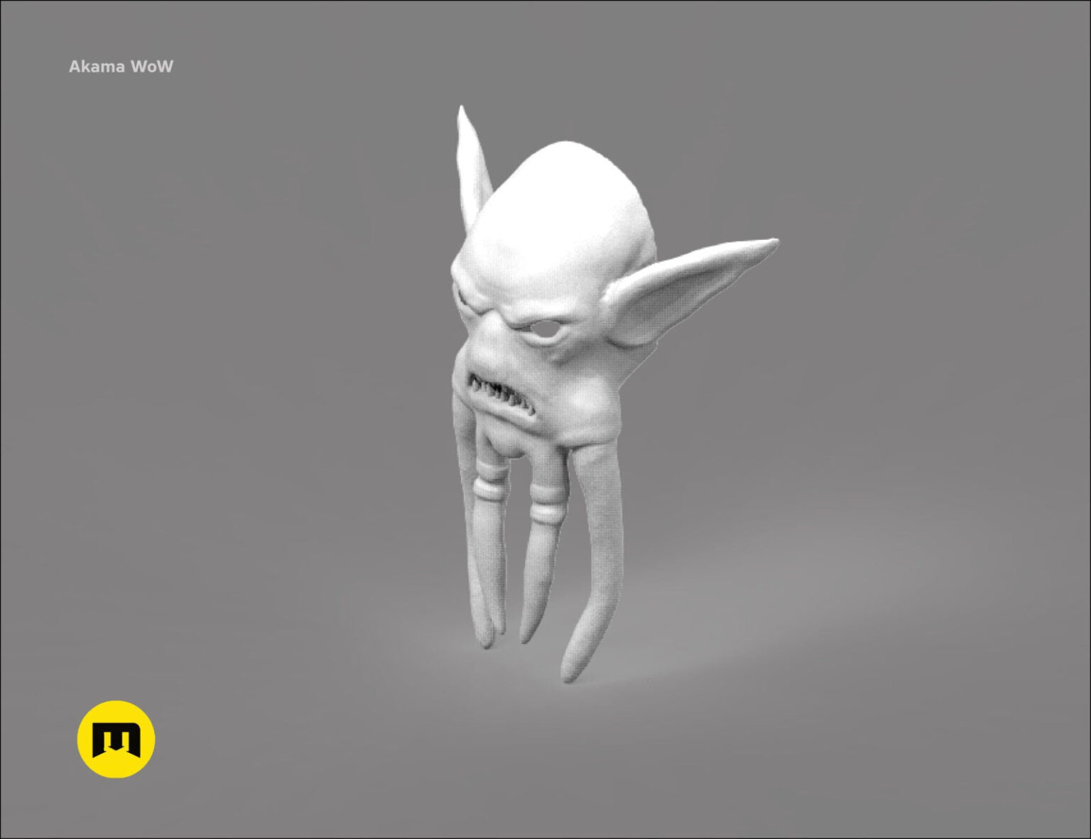 CGI render of Akama mask - World of Warcraft, front view 3D print cosplay prop