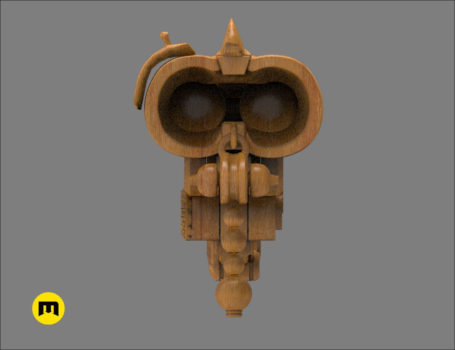Overwatch Roadhog Gun Bajie STL, rear view textured 3D render, 3D print cosplay prop