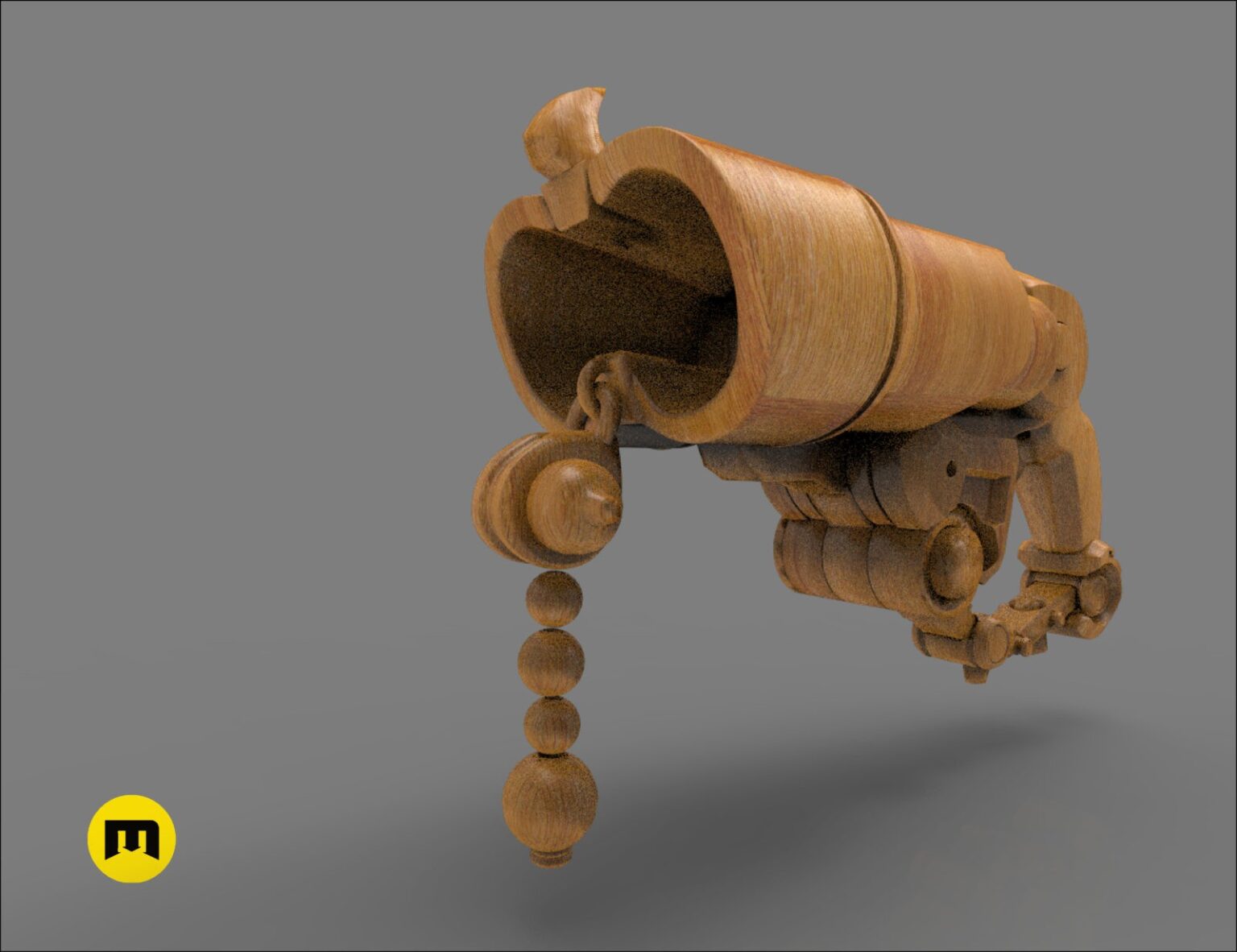 CGI render of Overwatch Roadhog Gun Bajie STL, textured 3D printed cosplay prop, side view