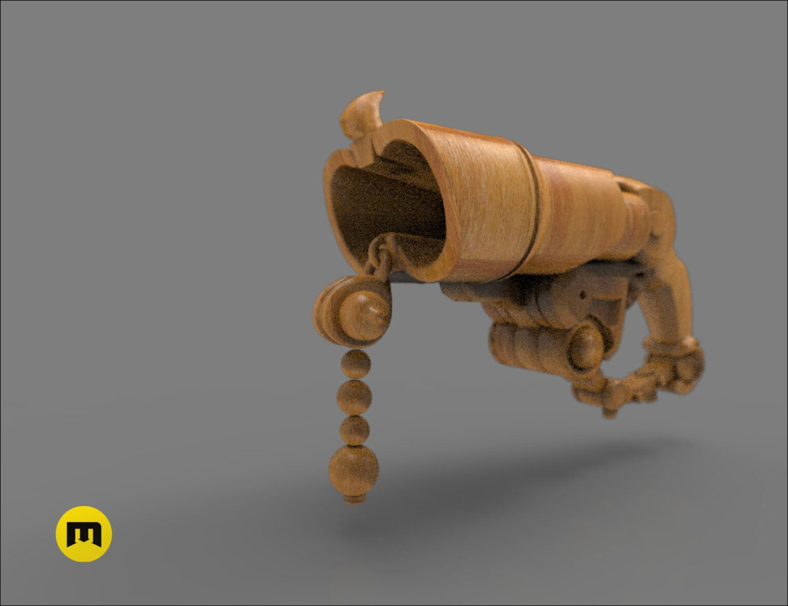 Overwatch Roadhog Gun Bajie STL, textured 3D render of barrel and cannon, 3D print cosplay prop