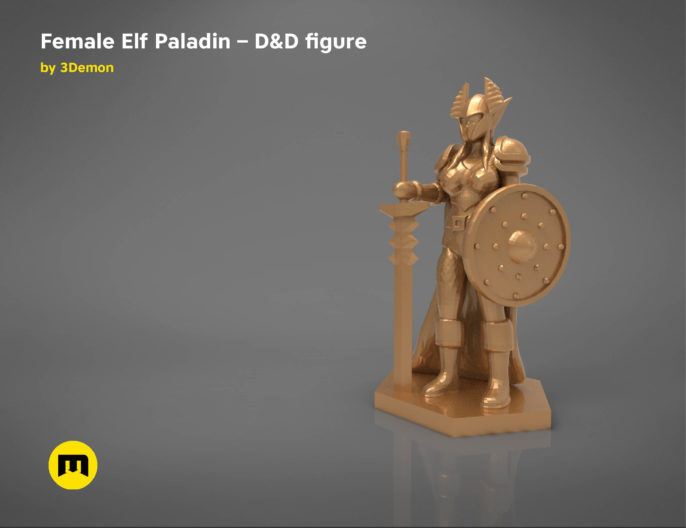 ELF PALADIN FEMALE CHARACTER GAME FIGURES 3D print model