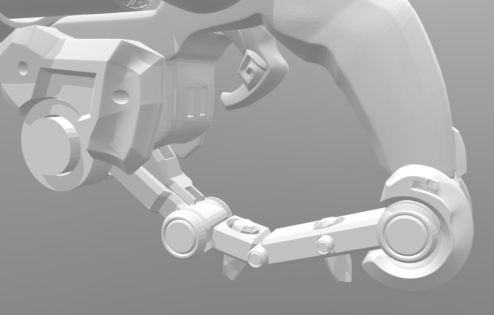Digital 3D render of Overwatch Roadhog Gun Bajie STL, mechanical assembly detail, 3D print cosplay prop