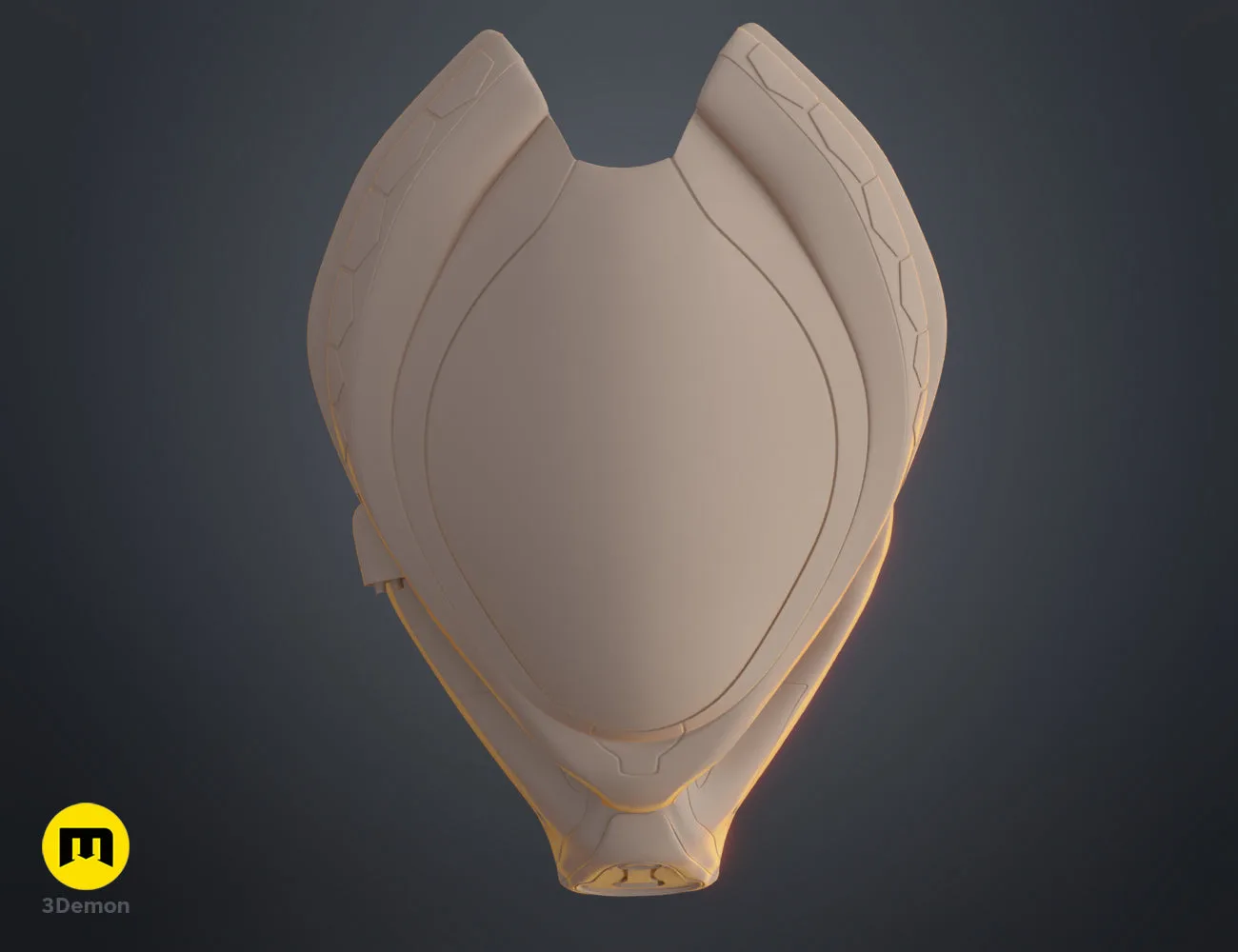 Fugitive Predator Bio-Mask 2018 STL, front matte 3D render, futuristic cosplay prop