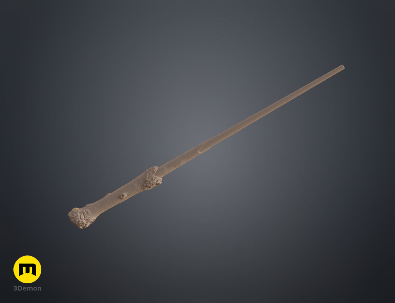 3D print preview of Harry Potter’s 2nd Wand STL, textured wooden wand render, 3D print cosplay prop
