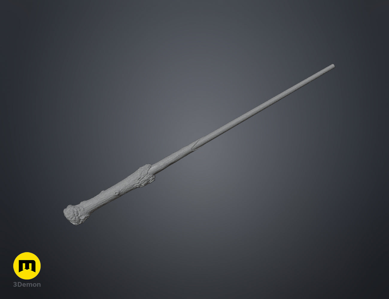 CAD render of Harry Potter’s 2nd Wand STL, Expecto Patronum-inspired oak wand, 3D print cosplay prop