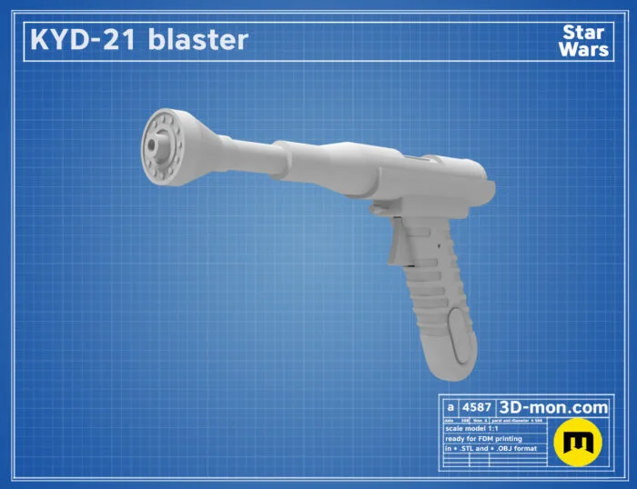 KYD-21 Zam Wesell Blaster — 3D printable STL model