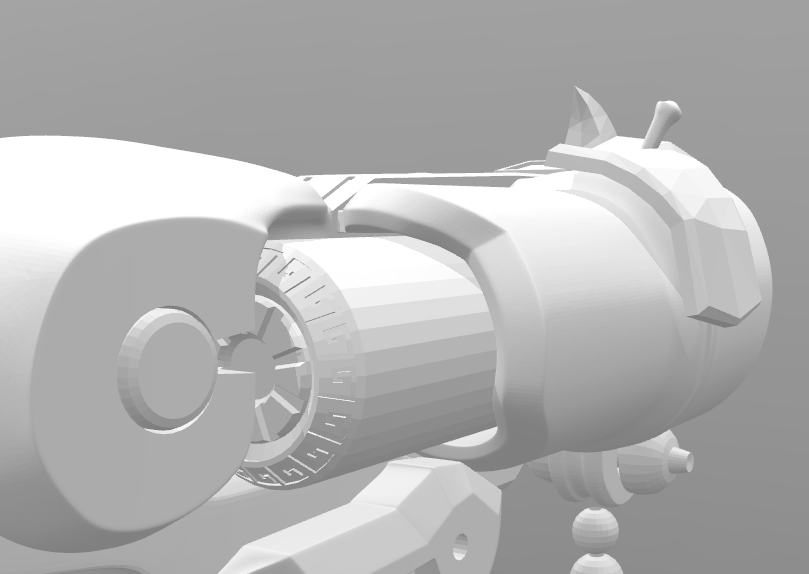 Overwatch Roadhog Gun Bajie STL, grey textured 3D render, 3D print cosplay prop