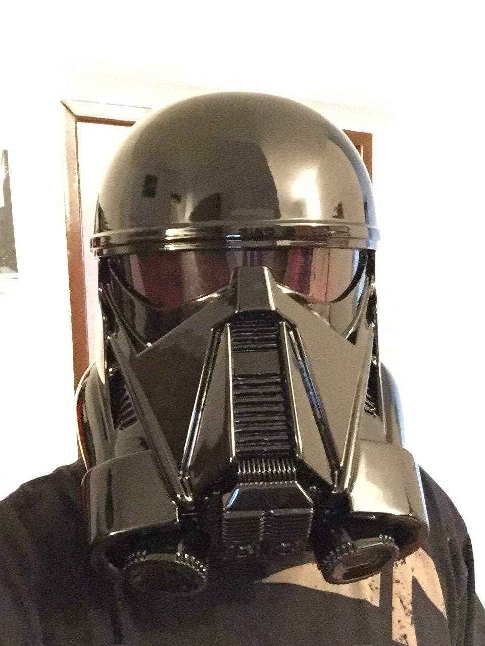Rendered 3D model of Death Trooper helmet - Star Wars Rogue One, front view cosplay prop, 3D printed.