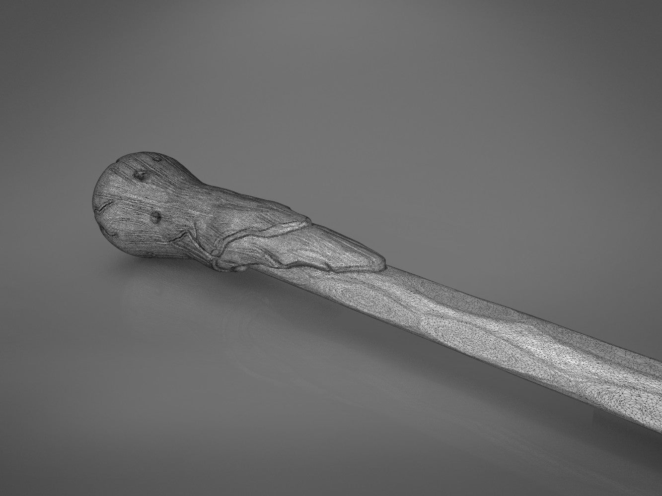Alternate angle detail render of handle grip area on Ron Weasley's 2nd wand 3D model