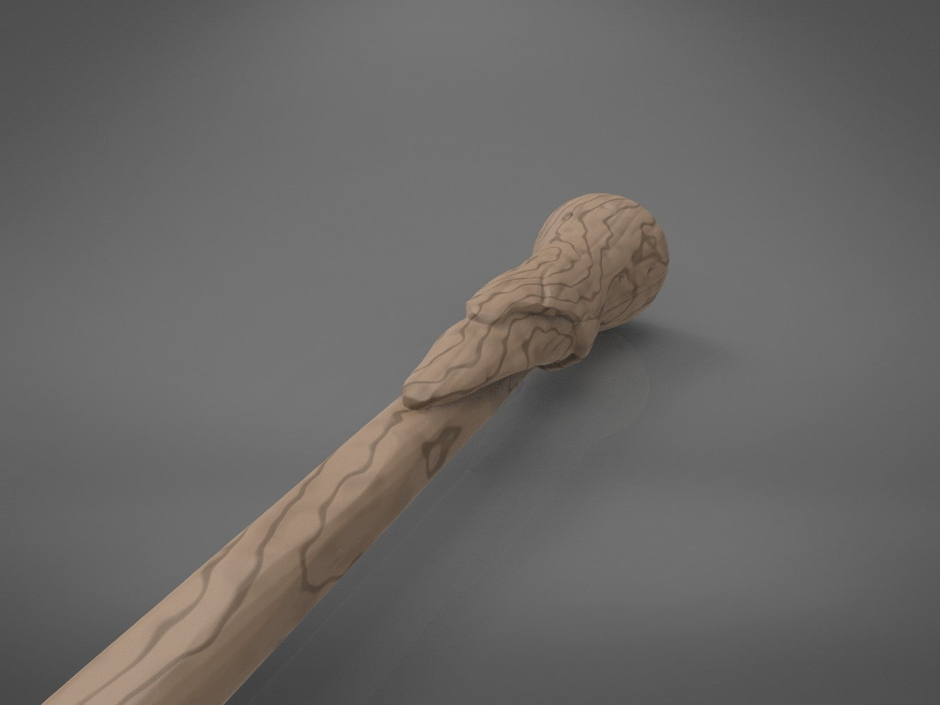 Third detail render of mid-shaft surface grain texture on Ron Weasley's 2nd wand 3D printable model