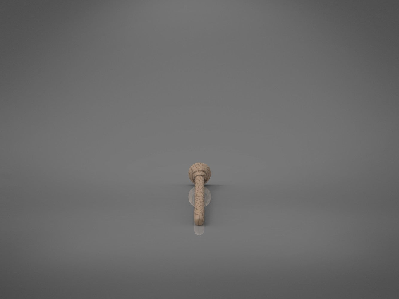 Right-side perspective render of grey Ron Weasley's 2nd wand model showing slim elegant shaft profile