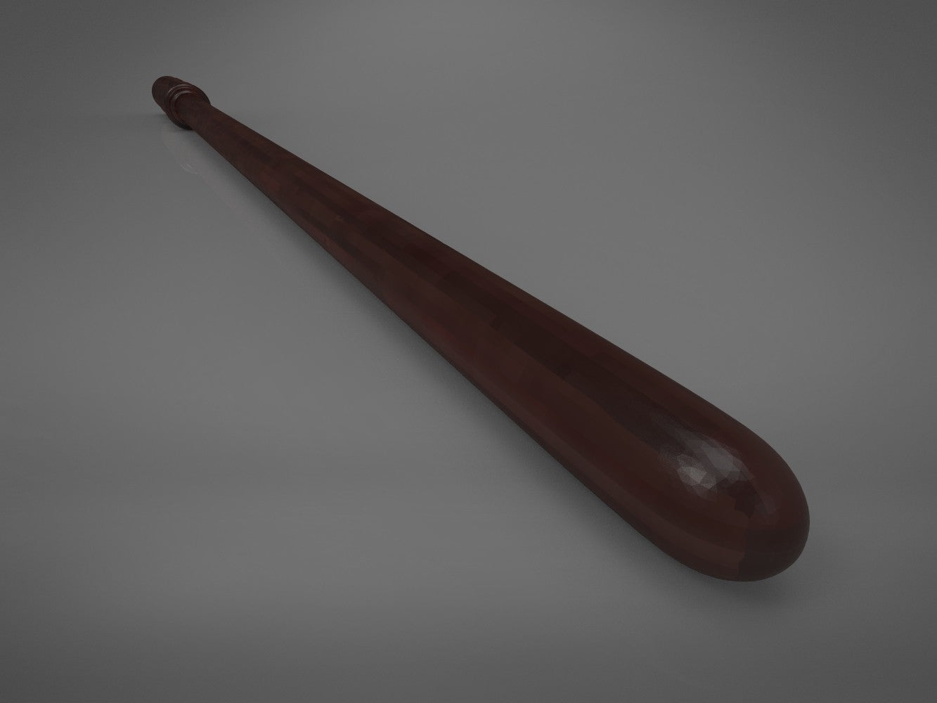Diagonal close-up painted 3D render of the smooth cylindrical shaft and rounded tip of Severus Snapes wand.
