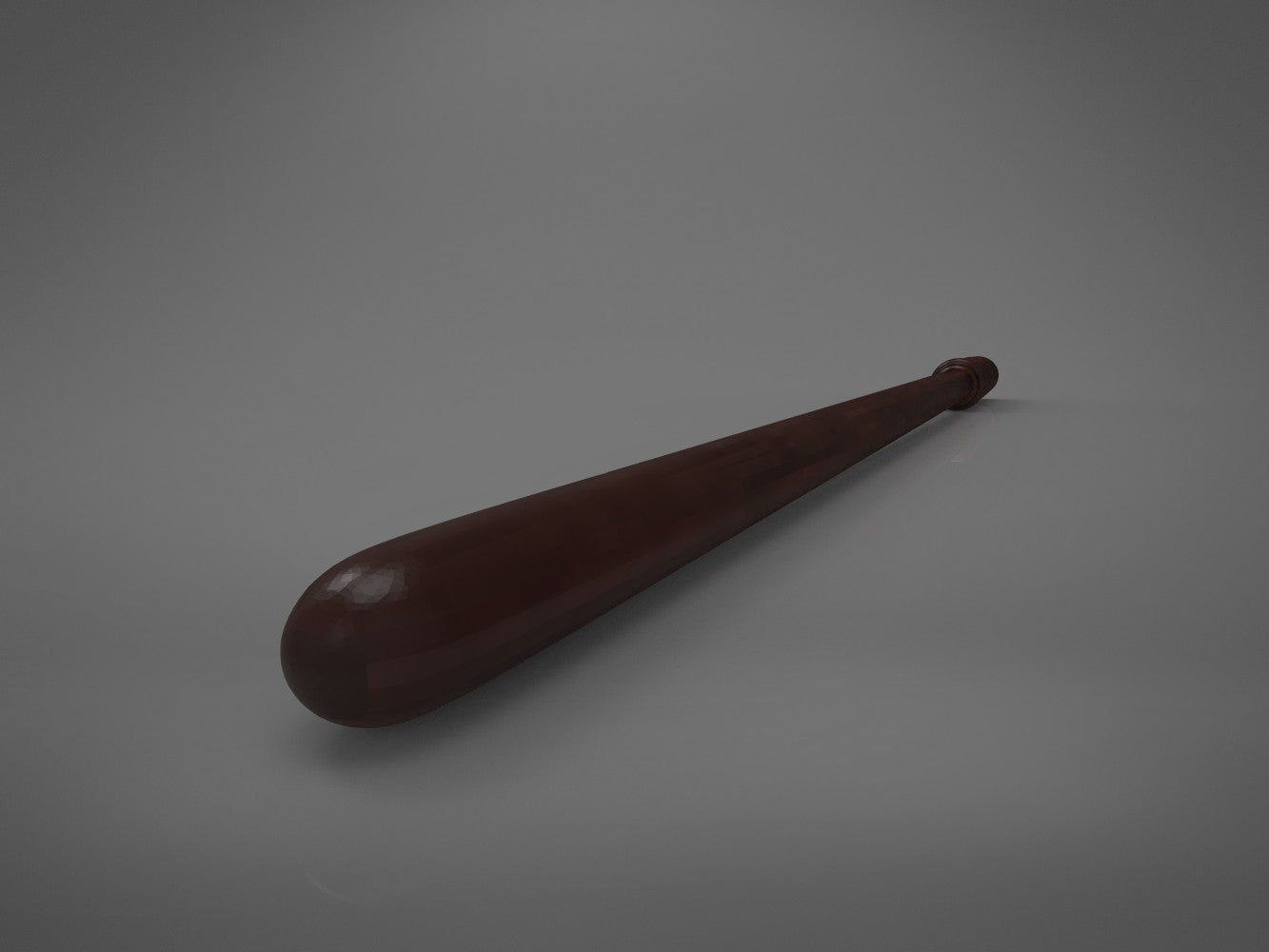 Perspective painted 3D render looking from the rounded tip of Severus Snapes wand shaft towards the handle base.