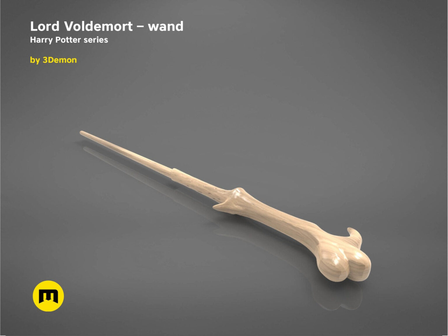 Title card product image for Lord Voldemort's 3D printable wand replica from Harry Potter films