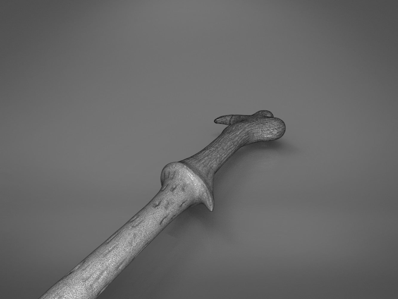 Third detail render highlighting tapered shaft and irregular surface near tip of Voldemort's wand