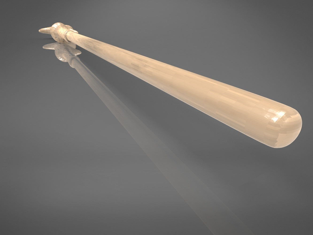 Close-up render of the sharp twisted tip of Lord Voldemort's 3D printable wand model by 3Demon
