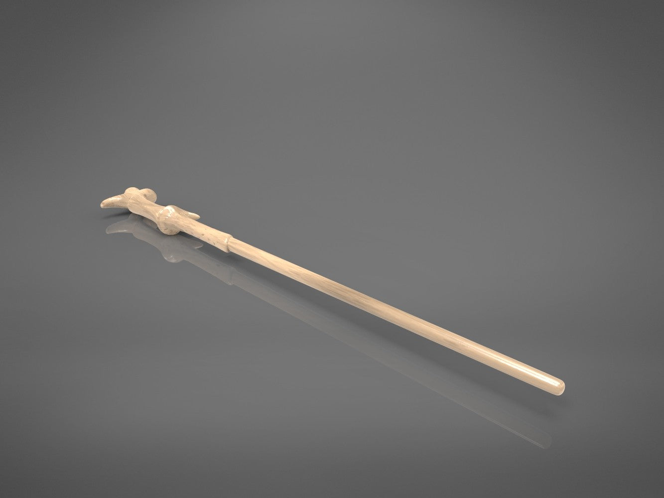 Secondary main render of Lord Voldemort's wand 3D model at angled view on neutral grey background