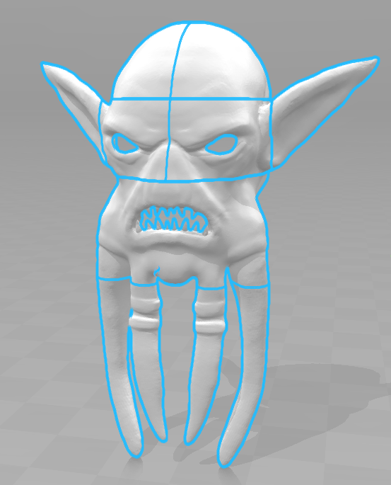 Wireframe mesh render of Akama mask - World of Warcraft STL, front topology, 3D print cosplay prop