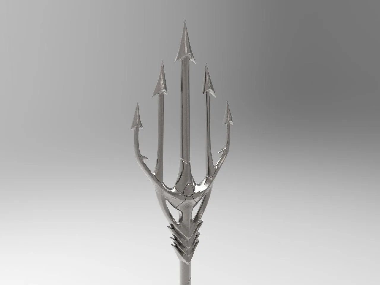 Aquaman - Trident STL, metallic 3D render of underwater weapon cosplay prop