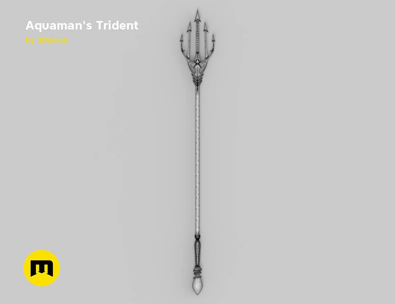 Printable 3D model of Aquaman’s Trident STL, detailed three-pronged weapon cosplay prop