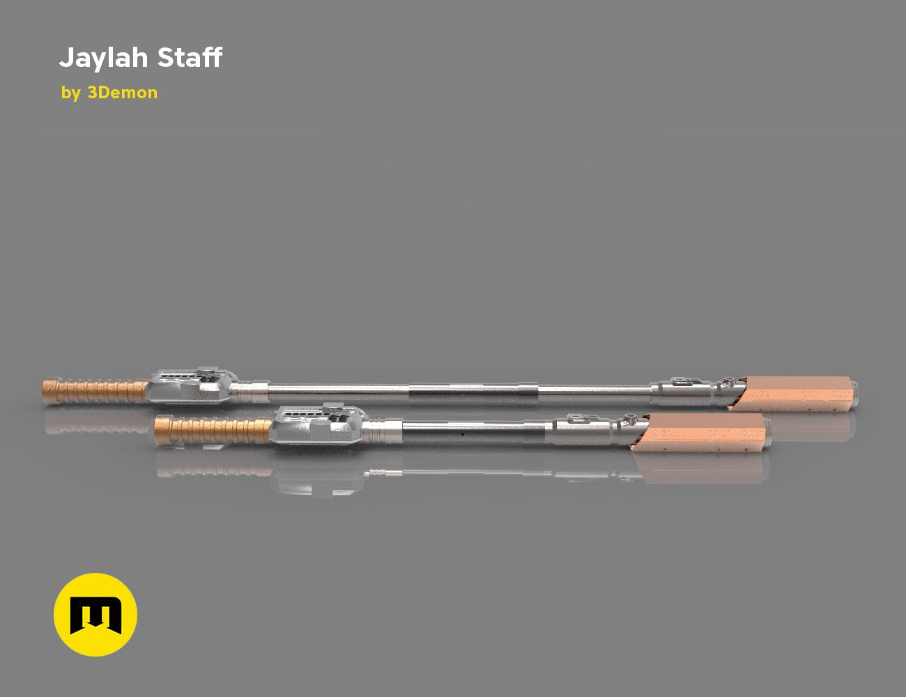 3D print preview of Jaylah Extendable Staff - Star Trek, dual-section metallic cosplay prop