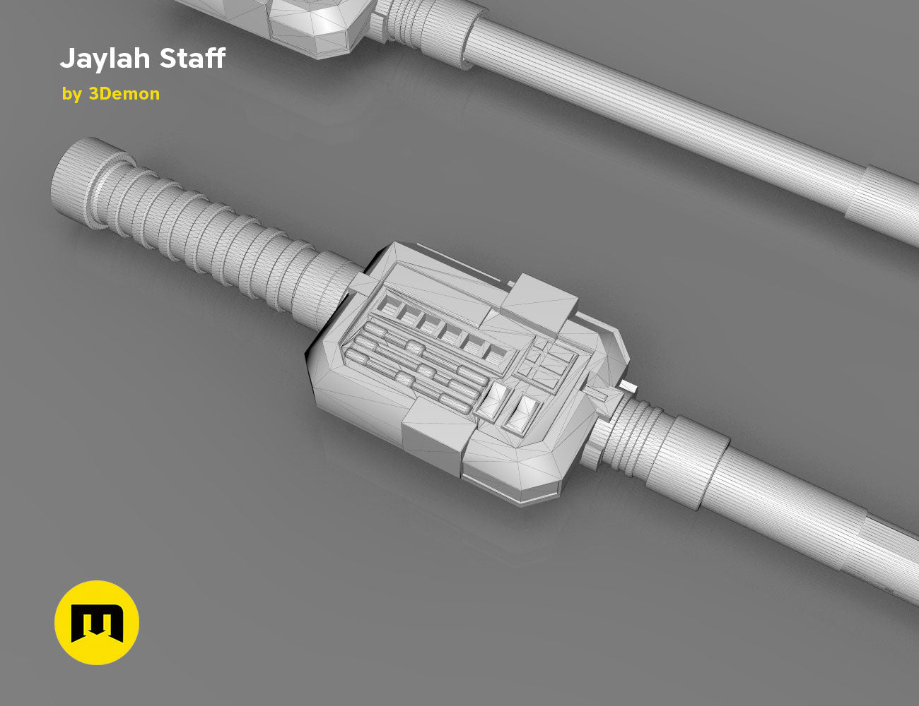 3D visualization of Jaylah Extendable Staff - Star Trek STL, textured 3D render with extendable segment detail, 3D pr...