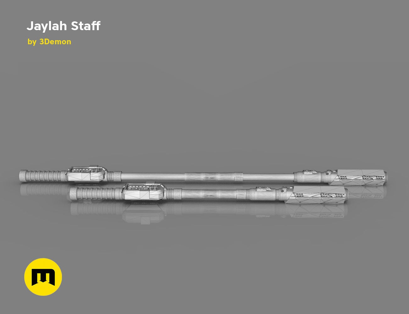 CAD render of Jaylah Extendable Staff - Star Trek STL, sleek dual-section cosplay prop.