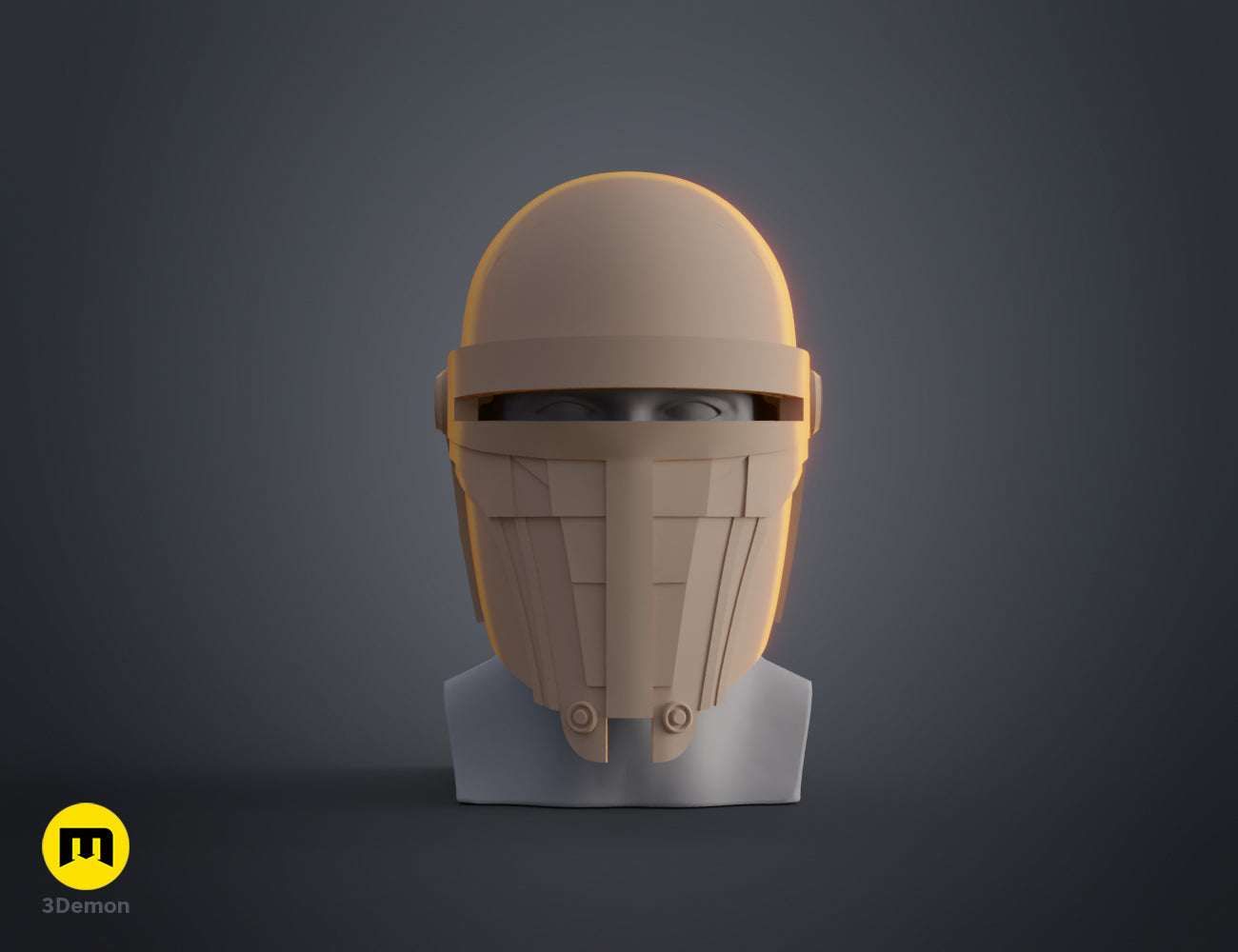 3D visualization of Darth Revan Helmet, front view textured 3D print cosplay prop