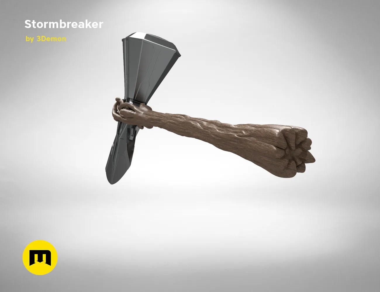 Stormbreaker - Thor Axe 3D print, detailed wooden handle and metal blade, cosplay prop