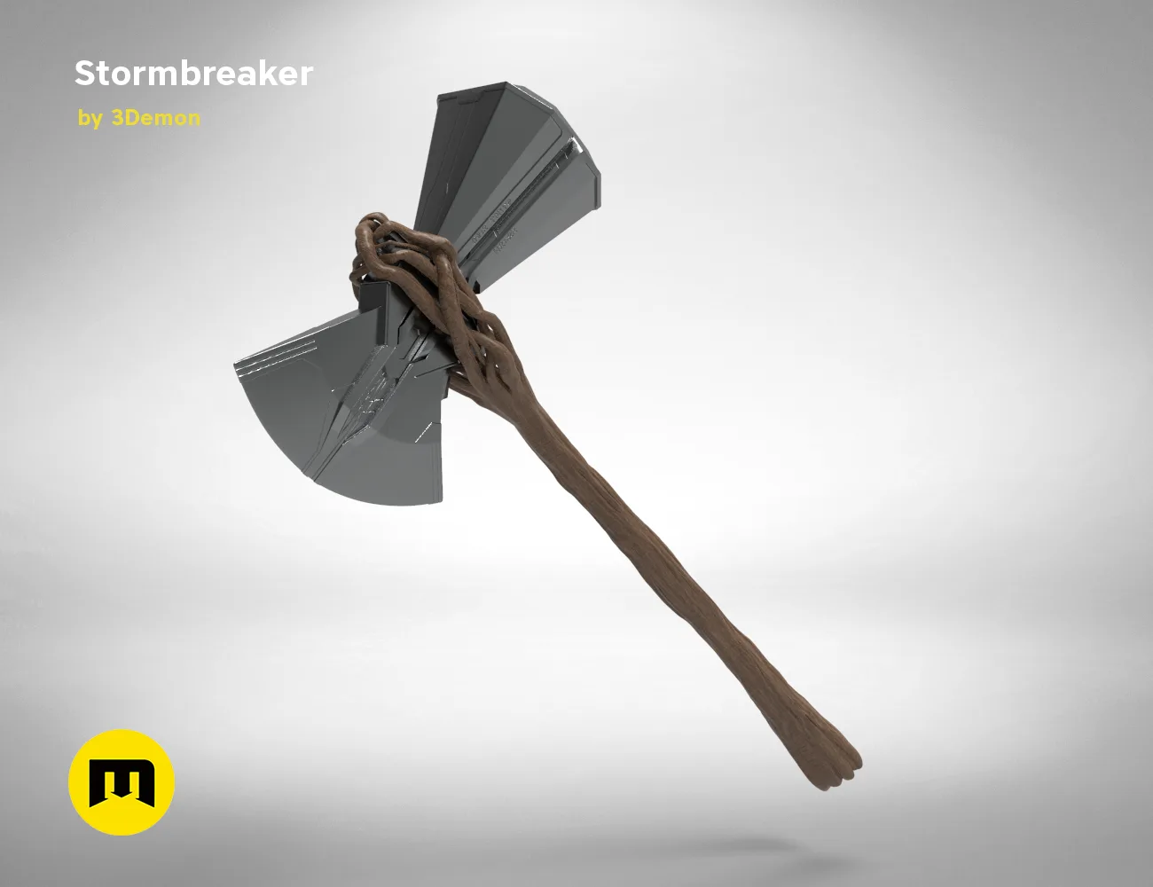 Stormbreaker - Thor Axe 3D print, hand-held wooden-hilt battle weapon cosplay prop