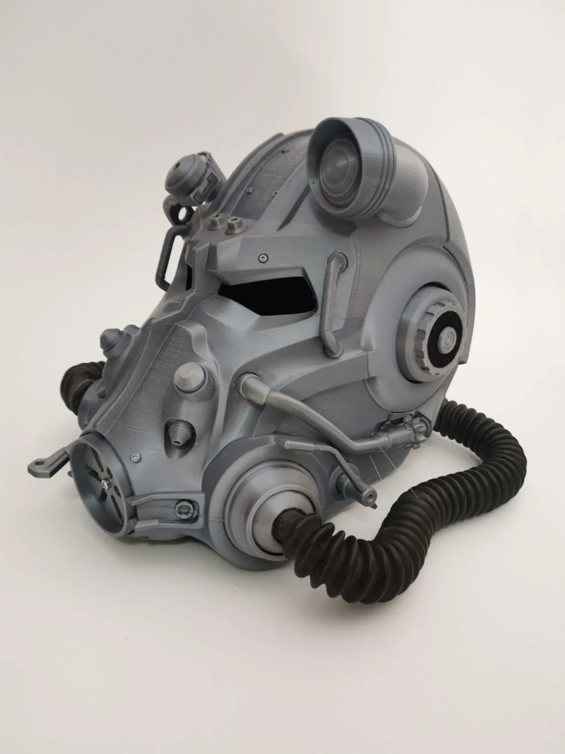 T60 helmet from Fallout 4, detailed 3D printed cosplay prop, side view