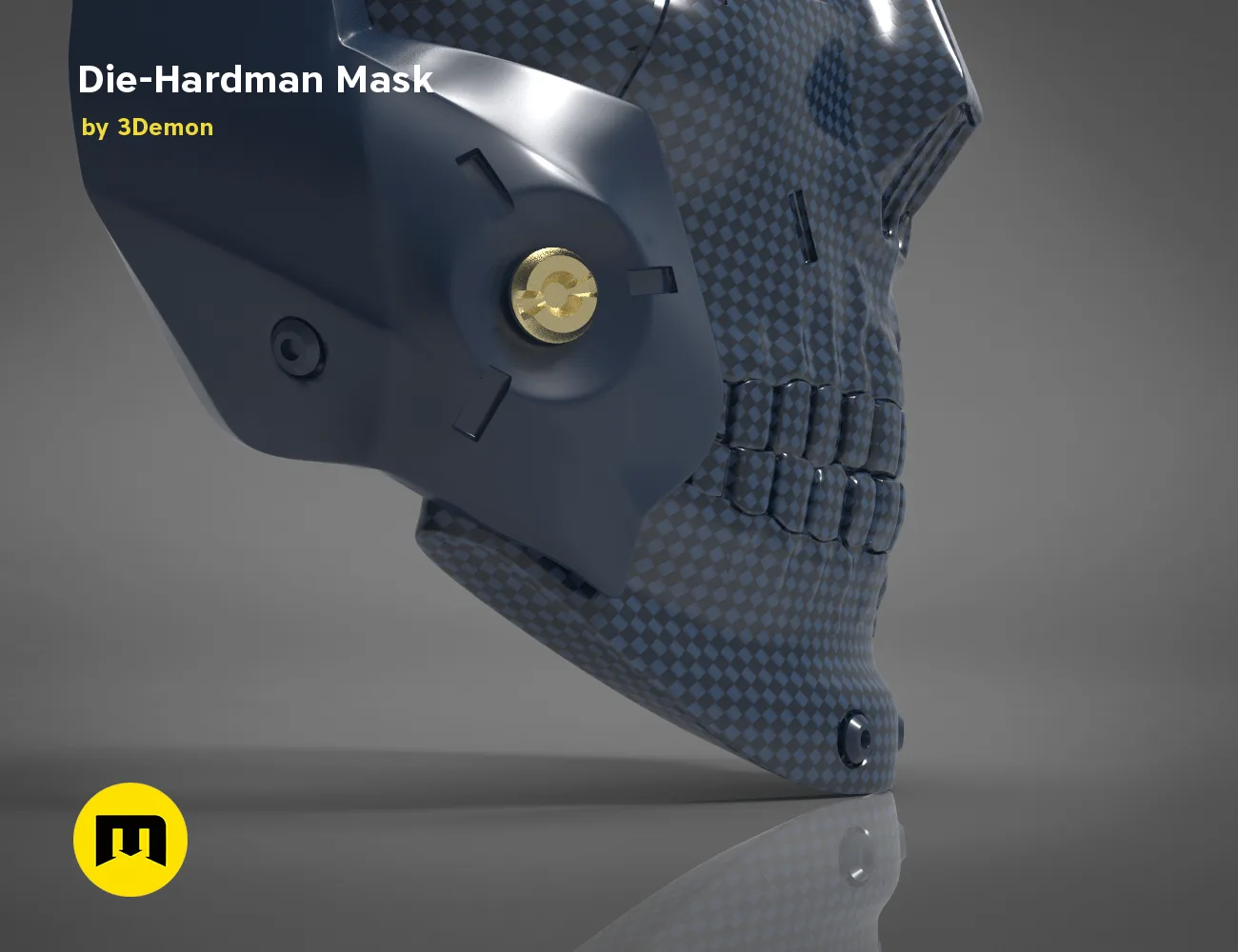 Die-Hardman Mask - Death Stranding STL, metallic textured side view, 3D print cosplay prop