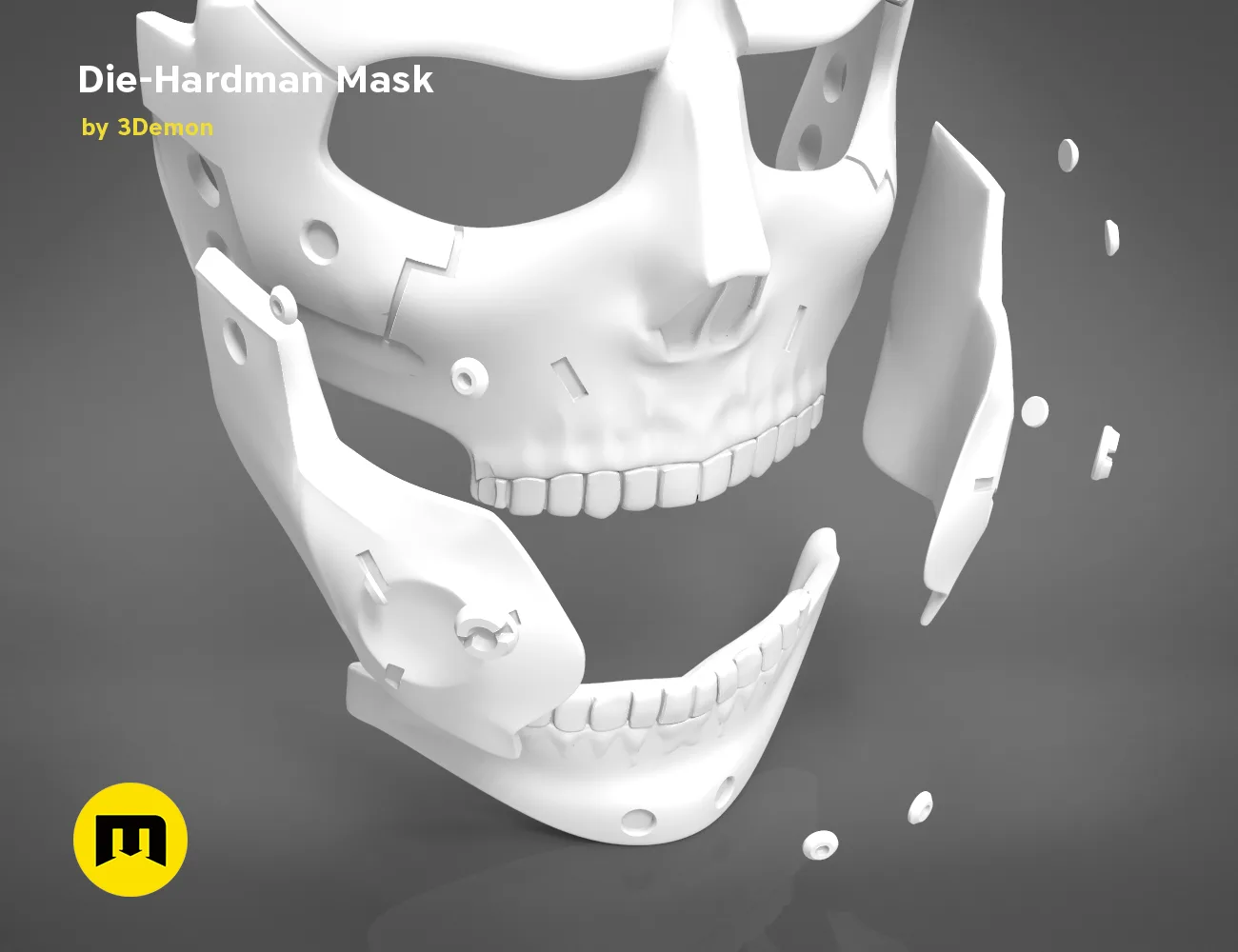 3D model of Die-Hardman Mask - Death Stranding, exploded view 3D print cosplay prop