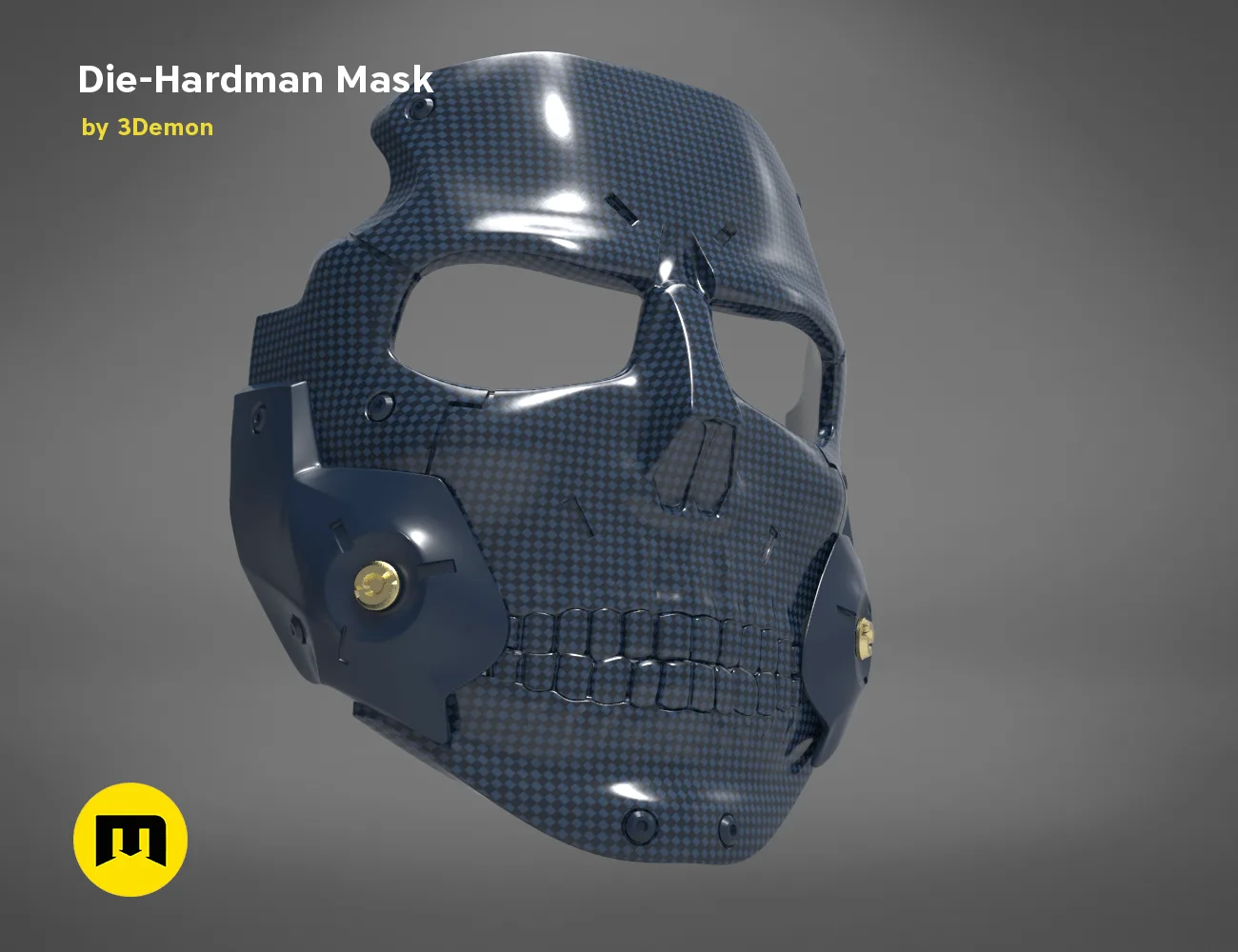 3D model of Die-Hardman Mask - Death Stranding, textured 3D print cosplay prop, front view