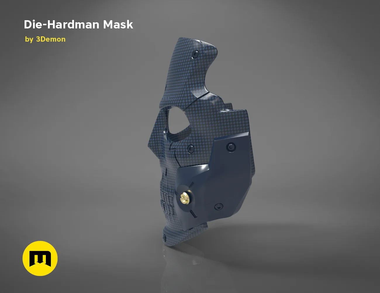 STL preview of Die-Hardman Mask - Death Stranding, textured 3D print cosplay prop, side view