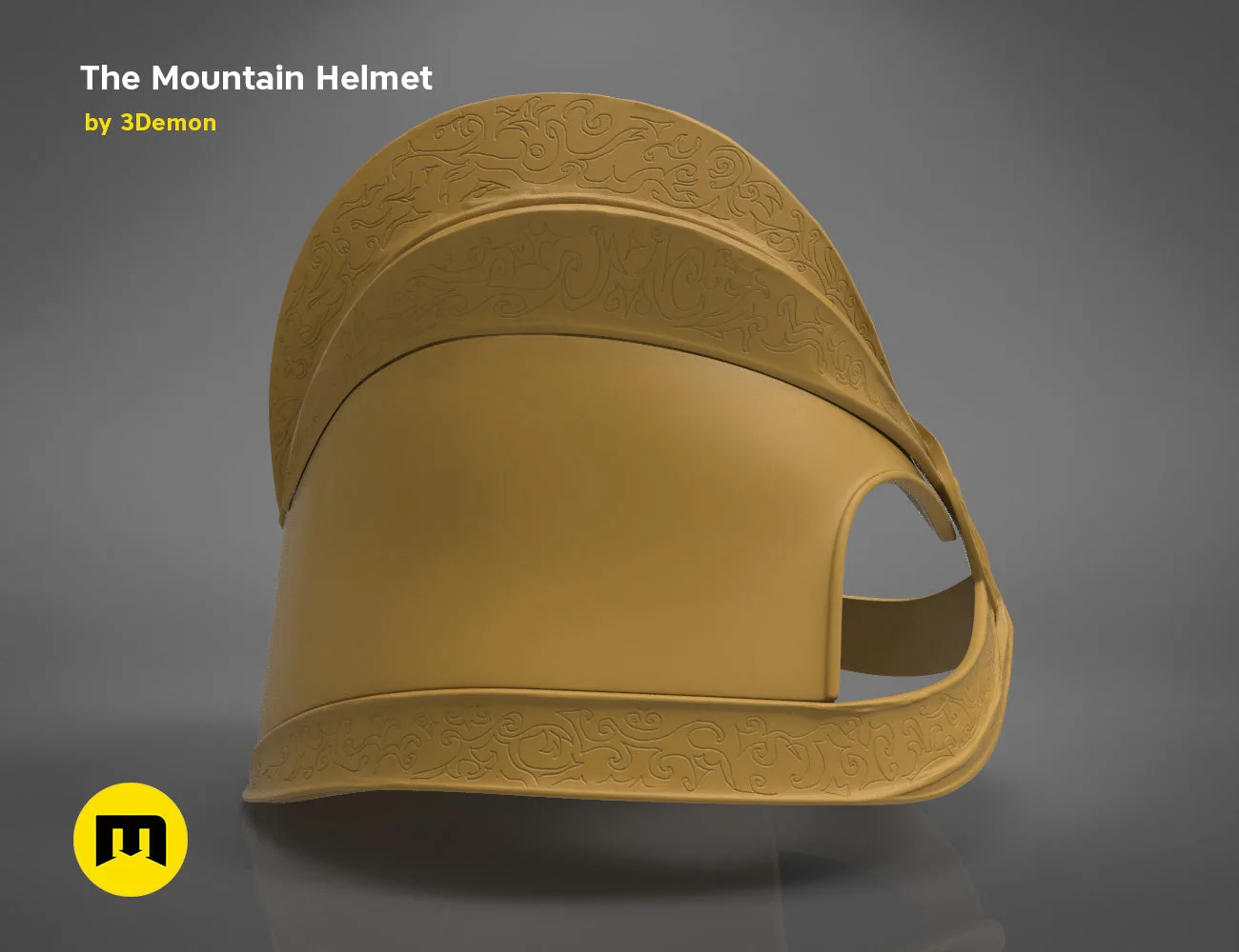 Grey 3D render of the Dark Mountain helmet showing top perspective on a dark gradient background.