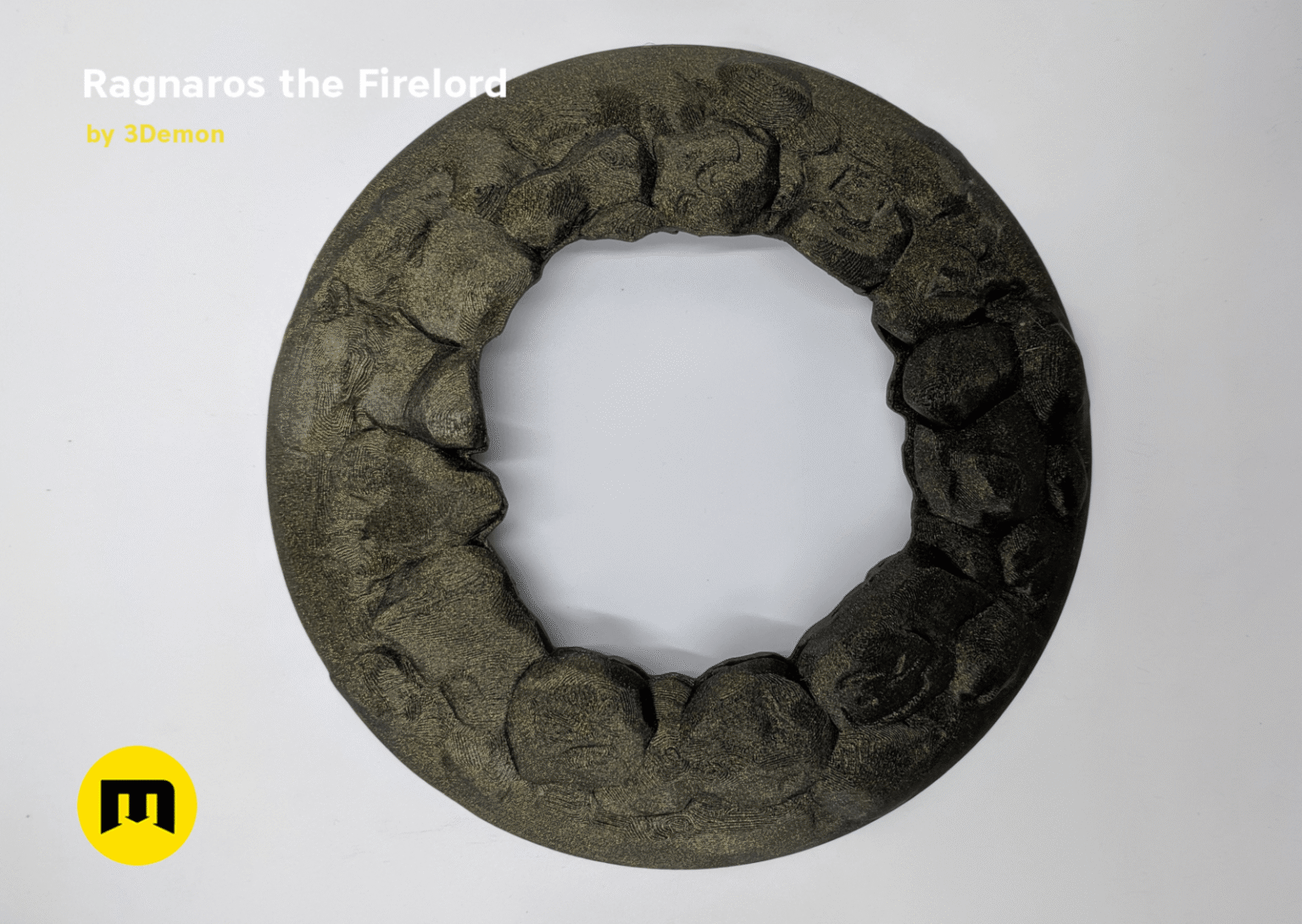 Printable 3D model of Firelord Figure and Lamp - Ragnaros, textured ring base, 3D print collectible figure