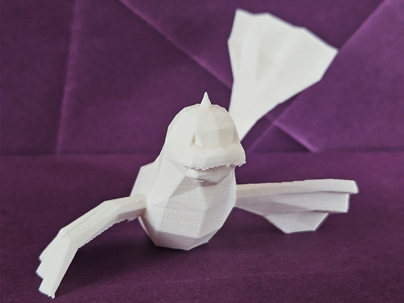 Photo of 3D printed Dewgong STL collectible figure, white, dynamic side pose, plain background