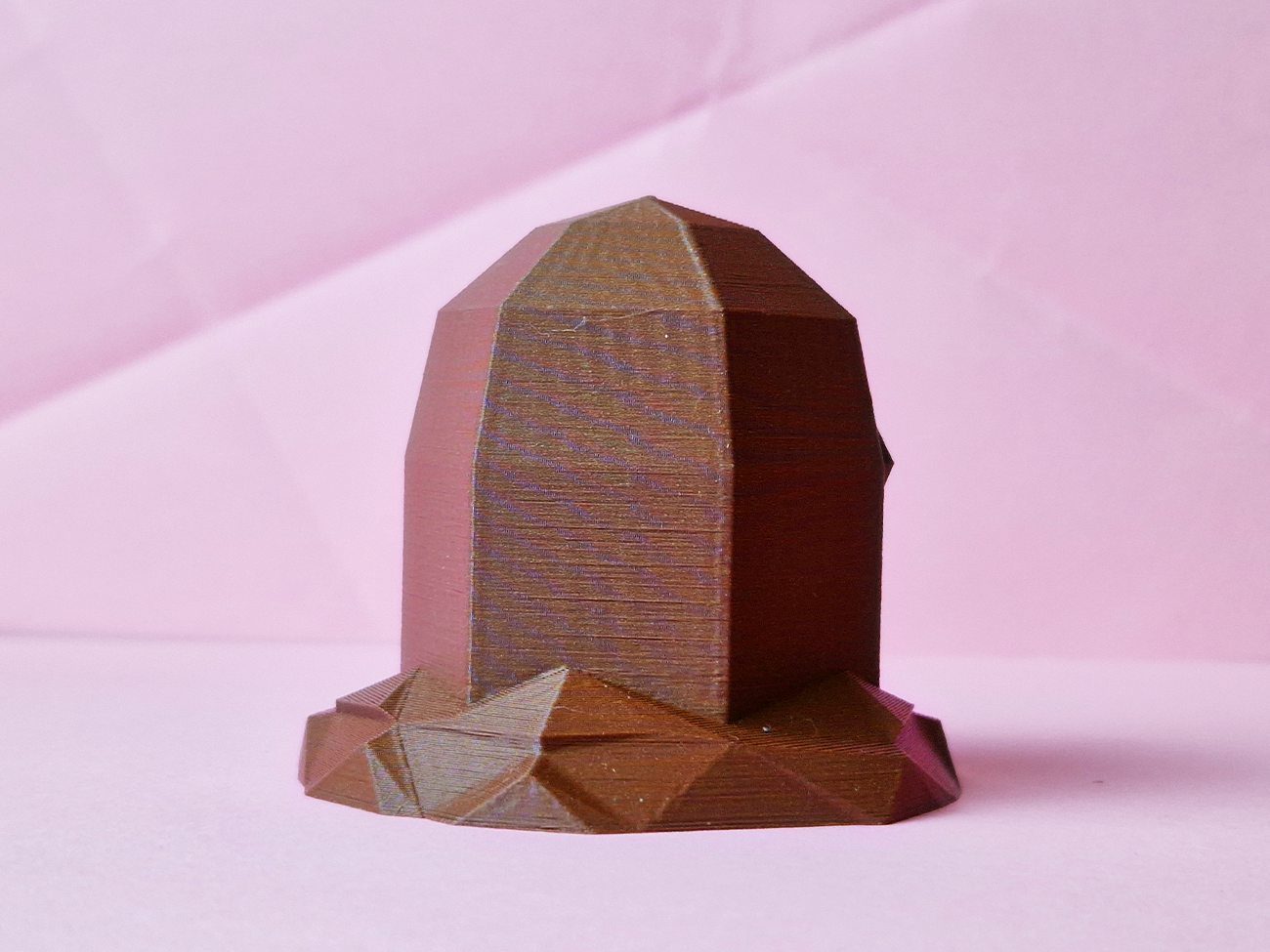 3D printed Diglett STL collectible figure, brown earthy texture, front view.