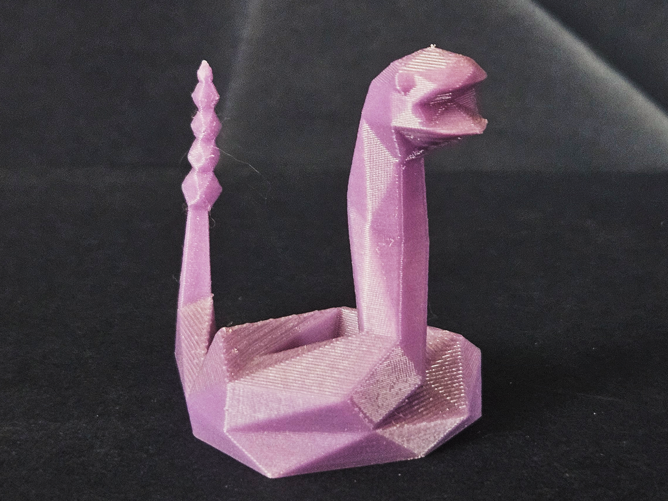 Photo of 3D printed Ekans STL collectible figure, purple, side profile view