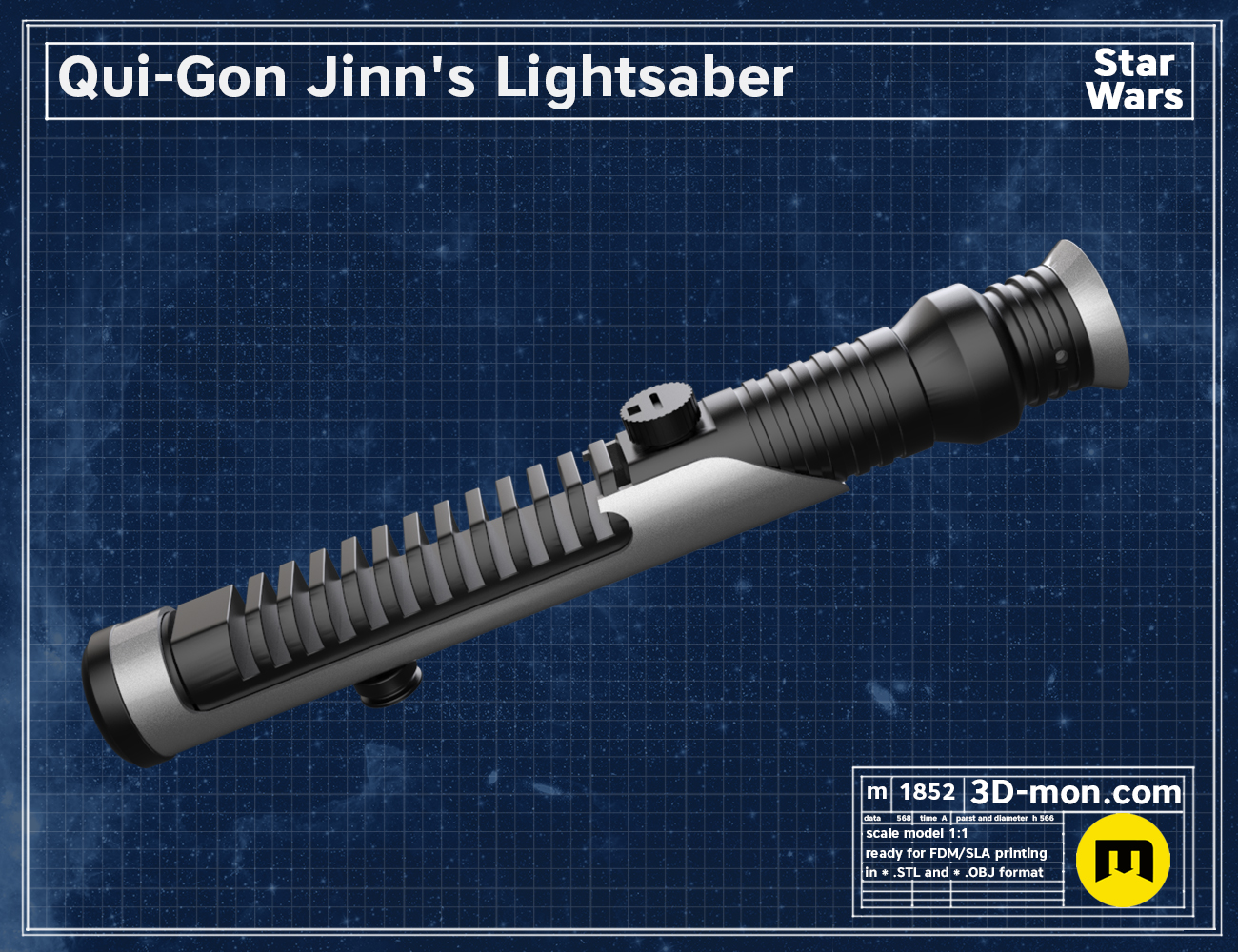 Qui Gon Jinn 3D Printed Lightsaber Hilt 